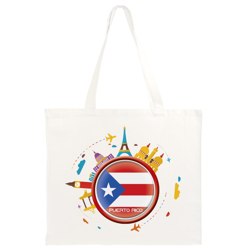 Shopper 40x40 Porto Rico viaggi astratto bandiera88 manici lunghi