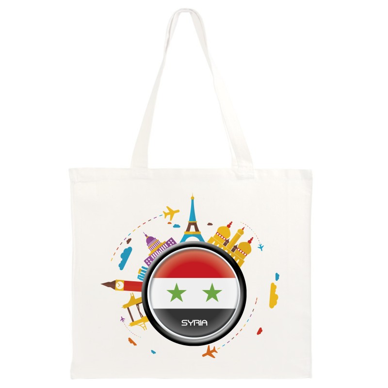 Shopper 40x40 Syria viaggi astratto bandiera115 manici lunghi