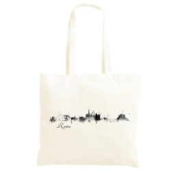 Borsa Roma bianco e nero Shopper manici lunghi disegno acquarello 65