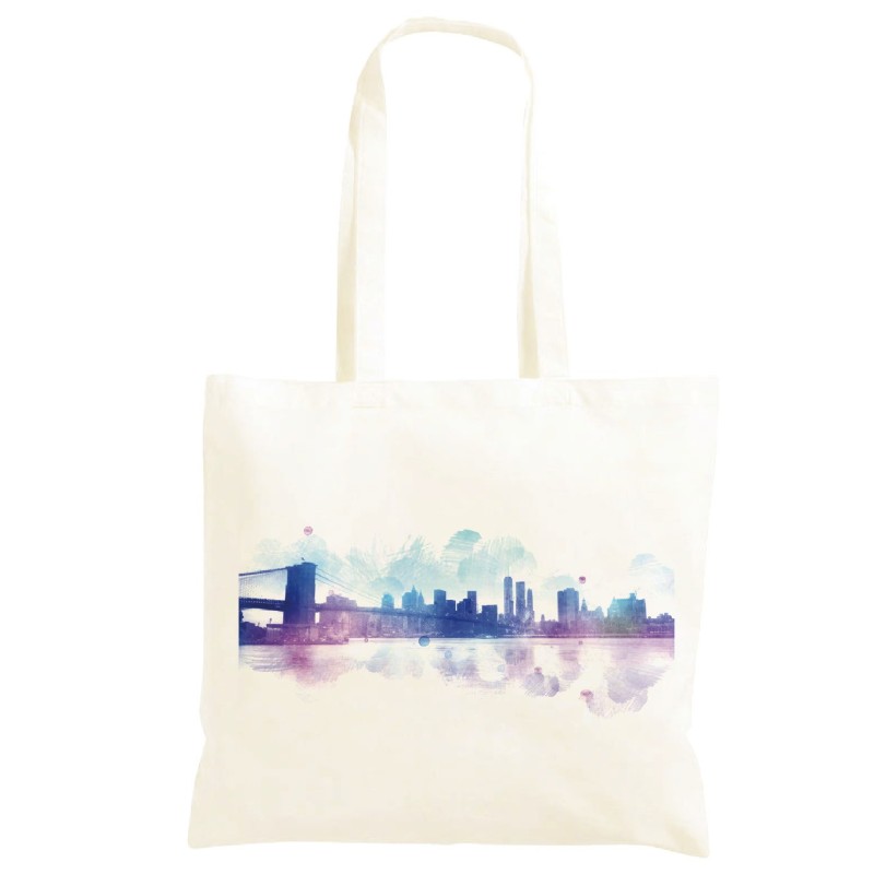 Borsa ponte di New York Shopper manici lunghi disegno acquarello 113