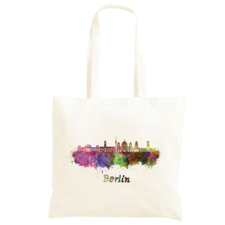 Borsa Berlin a colori Shopper manici lunghi disegno acquarello 184