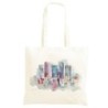 Borsa città sfumata grattacielo blu Shopper manici lunghi disegno acquarello 205