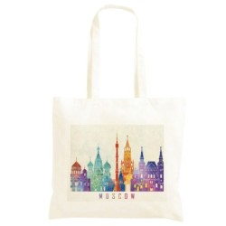 Borsa Moscow a colori Shopper manici lunghi disegno acquarello 246