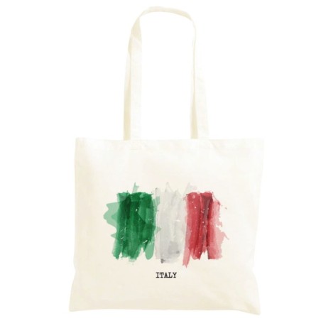 Borsa bandiera italiana Shopper manici lunghi disegno acquarello 262