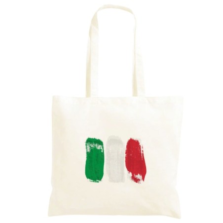 Borsa tricolore stilizzato Shopper manici lunghi disegno acquarello 308