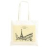 Borsa 40x40 Parigi Shopper manici lunghi disegno acquarello 414