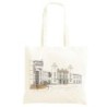 Borsa 40x40 piazza bianconera Shopper manici lunghi disegno acquarello 469