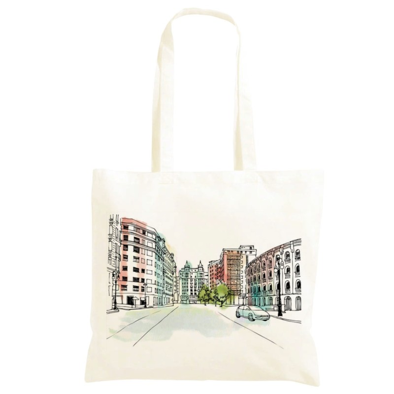 Borsa via Colosseo Roma Shopper manici lunghi disegno acquarello 490