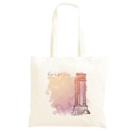 Borsa colonna tempio stile romano Shopper manici lunghi disegno acquarello 495