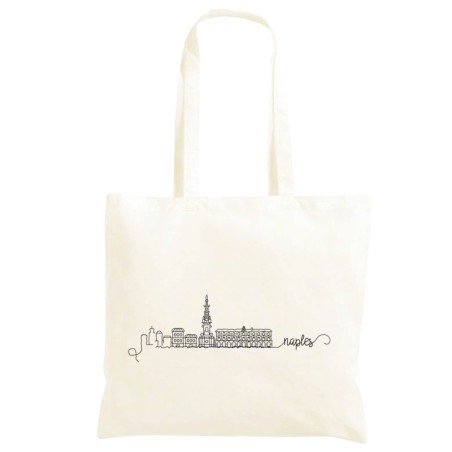 Borsa Napoli Italia Shopper manici lunghi disegno acquarello 510