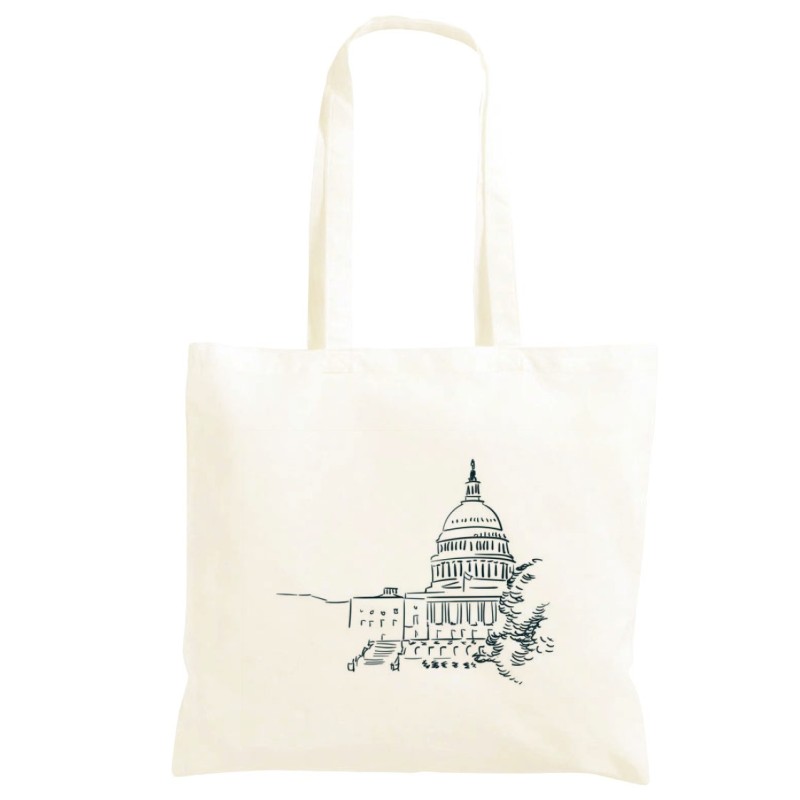 Borsa Campidoglio Washington US Shopper manici lunghi disegno acquarello 522