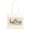 Borsa spesa tracolla in cotone monte innevato 40x40 Shopper manici lunghi disegno acquarello 545