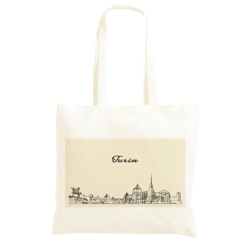 Borsa monumenti Torino Shopper manici lunghi disegno acquarello 582