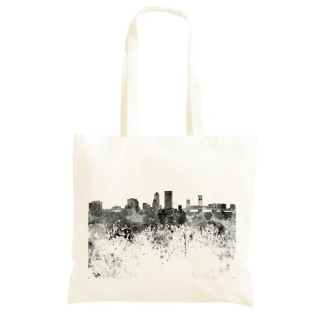 Borsa città astratta Shopper manici lunghi disegno acquarello 599