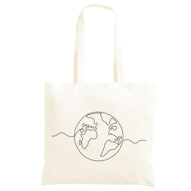 Borsa mondo astratto Shopper manici lunghi disegno acquarello 622