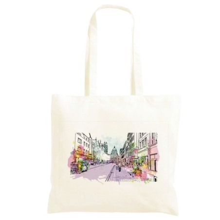 Borsa strada città Shopper manici lunghi disegno acquarello 637