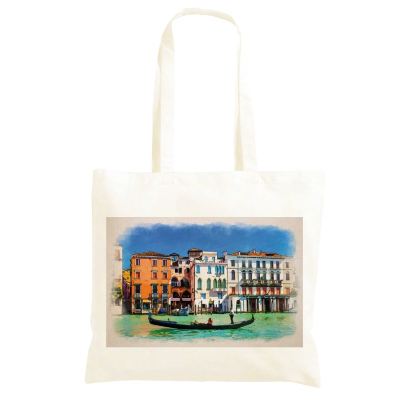 Borsa gondola case di sfondo Shopper manici lunghi disegno acquarello 658