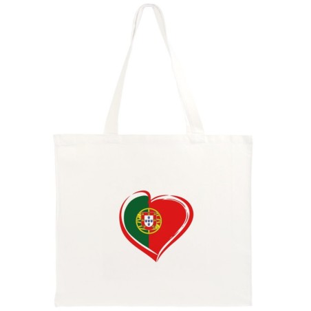 Shopper manici Cuore Portogallo 40x40 Borsa spesa tracolla in cotone n. 9 manici lunghi