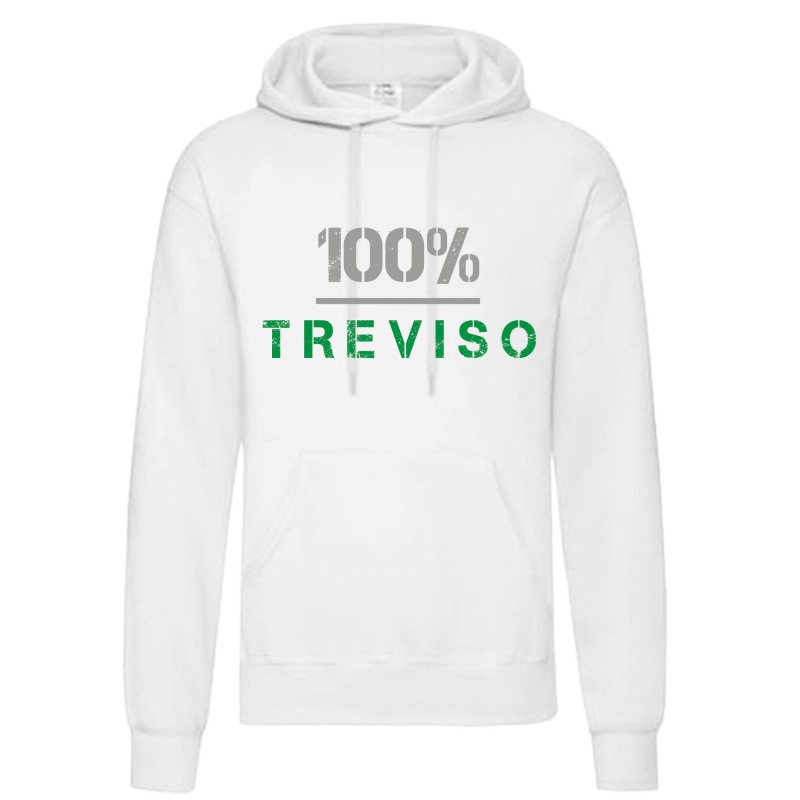 Felpa 100% Treviso uomo donna tifosi calcio. Per il vero Trevigiano. Stampata in nero verde