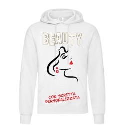 Felpa bianca personalizzata BEAUTY inviare scritta voluta / messaggio dopo ordine