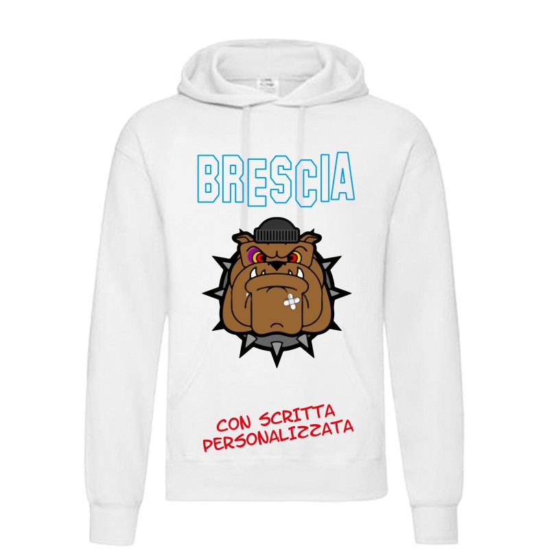 Felpa bianca personalizzata BULLDOG inviare scritta voluta / messaggio dopo ordine