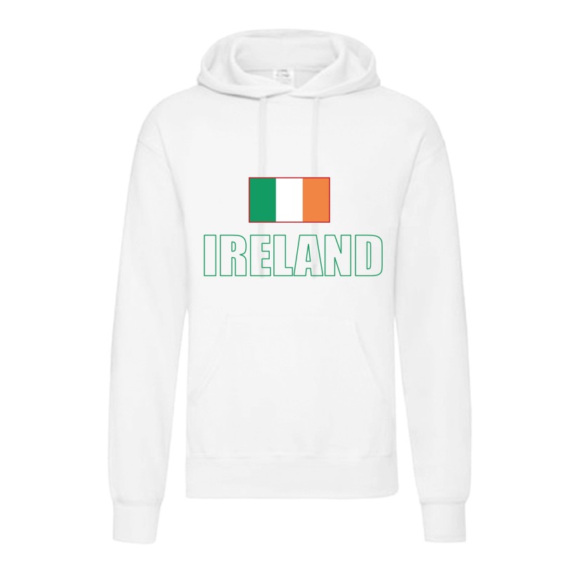 Felpa IRELAND / bandiera tasconi e cappuccio uomo donna