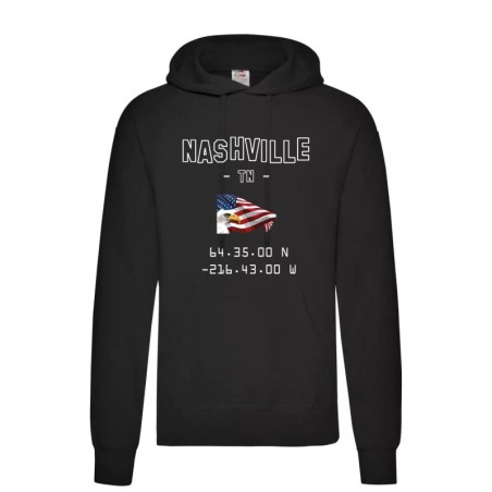 Felpa Nashville USA nera uomo donna cappuccio tasconi cod. 45