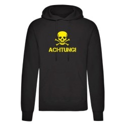 Felpa Achtung pericolo teschio tedesco giallo / Cappuccio e tasconi