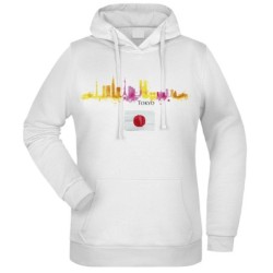 Felpa Tokyo colorata fantasia cappuccio bianca acquarello paesaggi mondo n.41 uomo donna bambino