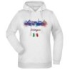 Felpa Bologna fantasia cappuccio bianca acquarello paesaggi mondo n.48 uomo donna bambino