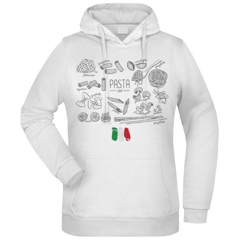 Felpa Tipi di Pasta fantasia cappuccio bianca acquarello paesaggi mondo n.57 uomo donna bambino