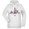 Felpa Chicago fantasia cappuccio bianca acquarello paesaggi mondo n.84 uomo donna bambino