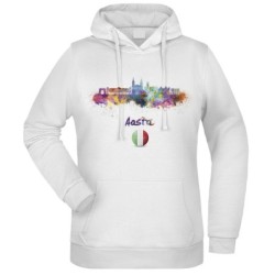 Felpa Aosta fantasia cappuccio bianca acquarello paesaggi mondo n.91 uomo donna bambino