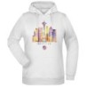 Felpa Seattle fantasia cappuccio bianca acquarello paesaggi mondo n.100 uomo donna bambino