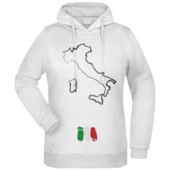 Felpa Stivale Italia fantasia cappuccio bianca acquarello paesaggi mondo n.124 uomo donna bambino