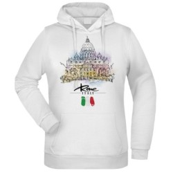 Felpa Chiesa Roma fantasia cappuccio bianca acquarello paesaggi mondo n.126 uomo donna bambino