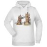 Felpa Tower Bridge fantasia cappuccio bianca acquarello paesaggi mondo n.128 uomo donna bambino