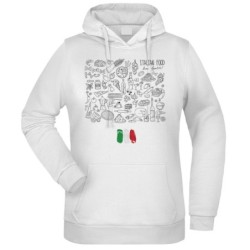 Felpa Italian Food fantasia cappuccio bianca acquarello paesaggi mondo n.130 uomo donna bambino