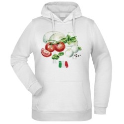 Felpa ingredienti Italiani fantasia cappuccio bianca acquarello paesaggi mondo n.160 uomo donna bambino