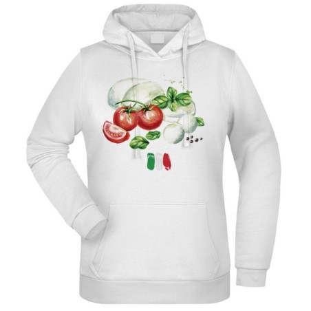 Felpa ingredienti Italiani fantasia cappuccio bianca acquarello paesaggi mondo n.160 uomo donna bambino