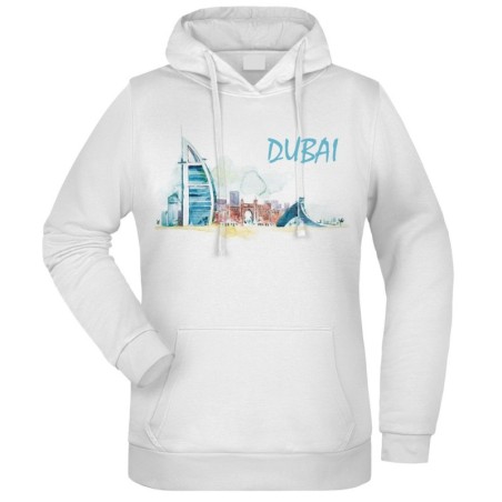 Felpa città di Dubai fantasia cappuccio bianca acquarello paesaggi mondo n.173 uomo donna bambino