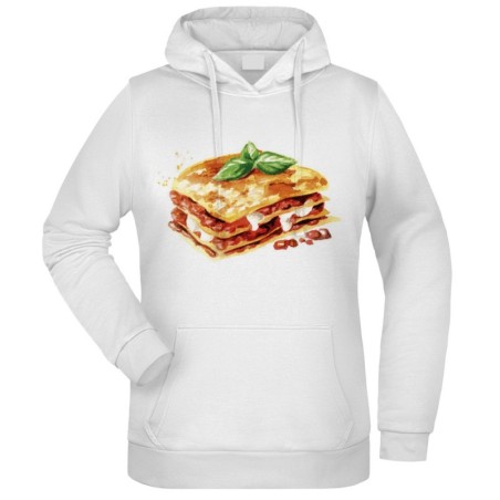 Felpa Lasagne Italiane fantasia cappuccio bianca acquarello paesaggi mondo n.204 uomo donna bambino