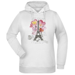 Felpa Tour Eiffel Parigi fantasia cappuccio bianca acquarello paesaggi mondo n.222 uomo donna bambino