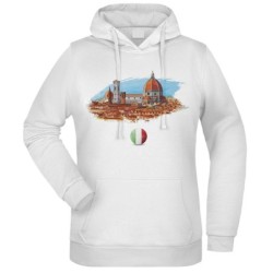 Felpa Firenze panorama fantasia cappuccio bianca acquarello paesaggi mondo n.229 uomo donna bambino