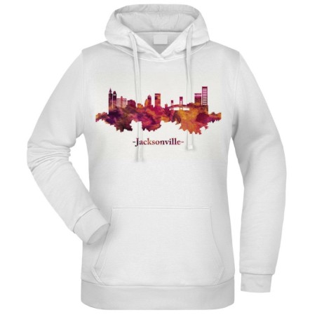 Felpa Jacksonville fantasia cappuccio bianca acquarello paesaggi mondo n.234 uomo donna bambino