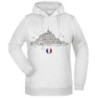 Felpa Francia Mont Saint Michel fantasia cappuccio bianca acquarello paesaggi mondo n.263 uomo donna bambino