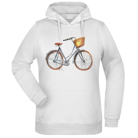 Felpa bicicletta fantasia cappuccio bianca acquarello paesaggi mondo n.268 uomo donna bambino