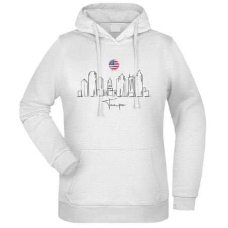 Felpa Tampa Florida USA fantasia cappuccio bianca acquarello paesaggi mondo n.291 uomo donna bambino