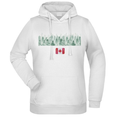 Felpa Canada Bosco fantasia cappuccio bianca acquarello paesaggi mondo n.296 uomo donna bambino