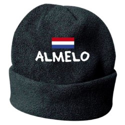 Cappello invernale Almelo Olanda nero ricamato in pile / polar taglia unica / cod. 59 uomo - donna